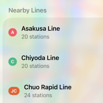 Lijst met nabijgelegen lijnen: Asakusa, Chiyoda en Chuo Rapid.